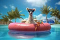 Llama with float and sunglasses