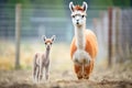 llama with young cria side by side Royalty Free Stock Photo