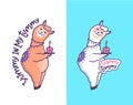 The llamas alpacas are with cupcakes. Cartoon characters