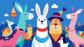 Llamas rabbits and even a friendly parrot make an appearance adding an unexpected touch to the diverse and eclectic Royalty Free Stock Photo