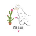 Llamas vector illustration, white background