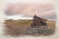 The Llanddwyn island cannon digital watercolor painting