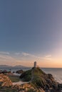 The Llanddwyn island lighthouse, Twr Mawr at Ynys Llanddwyn on Anglesey, North Wales, UK Royalty Free Stock Photo