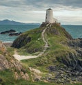 The Llanddwyn island lighthouse, Twr Mawr at Ynys Llanddwyn Royalty Free Stock Photo