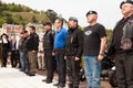 Bikers Ex-Service men at attention respecting former comrades in arms