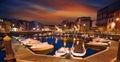 Llanes marina port sunset in Asturias Spain