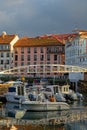 Pleasure harbor of Llanes is a tourist attraction, here at sunset