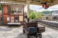 Luggage on platform at Llangollen Railway in Wales