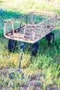 A rusted wagon in the Texas hill country