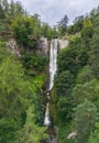 Llanrhaeadr-ym-Mochnant, Pistyll Rhaeadr Waterfall in North Wales, Oswestry, Powys, Wales. Royalty Free Stock Photo