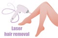 lLaser hair removal Woman legs isolated on white background, hair and bulb removal, laser hair removal, hair removal