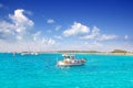 Llaut white boat in Formentera Illetes near Ibiza Royalty Free Stock Photo