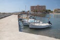 Llauts moored in Cala Estancia small boat marina, Majorca. Royalty Free Stock Photo