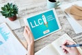 LLC Limited Liability Company. Business strategy and technology concept.