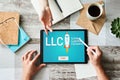 LLC Limited Liability Company. Business strategy and technology concept. Royalty Free Stock Photo