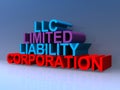 Llc limited liability corporation on blue