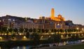 Lleida cathedral and city with evening sky