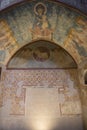 Lleida, Spain, May 1, 2020 - Medieval frescoes in La Seu Vella cathedral
