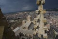 Lleida, Spain, May 1, 2020 - Top View on La Seu Vella cathedral from tower