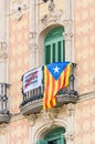 Llibertat Presos Politics and Estelada flag on the balcon in Barcelona.