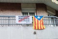 Llibertat Presos Politics Freedom for Political Prisoners and Estelada. Estelada is unofficial Catalan flag.