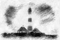 Llighthouse on the coast of Germany in pencil drawing style