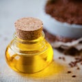 Llinseed oil and flax seed Royalty Free Stock Photo