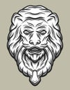 Llion head door knocker. Line art style. Royalty Free Stock Photo