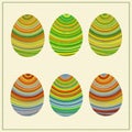 Lllustration of funny striped Eastern eggs.