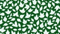 lllustration seamless natural pattern white leaf, green background.