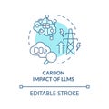 LLMs carbon impact soft blue concept icon Royalty Free Stock Photo
