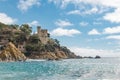 Lloret de Mar Castell Plaja at Sa Caleta beach in costa Brava of Catalonia, Spain Royalty Free Stock Photo