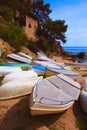 Lloret de Mar Sa Caleta beach in costa Brava Royalty Free Stock Photo