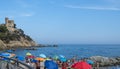 Lloret de Mar, Spain - August 23, 2023: Castel d\'en Platja - beautiful castle and city beach i