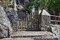 An amazing stairs way at catholic christian monastery of Santuari de Lluc