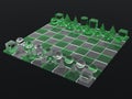 Lluminous green glass chess board Royalty Free Stock Photo