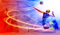 Llustration of abstract volleyball player silhouette in triangle. volleyball player, sport Royalty Free Stock Photo