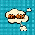 Llustration Bye in comic stile, on cloud