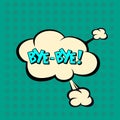 Llustration Bye in comic stile, on cloud