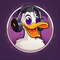 llustration of a cartoon duck with headphone logo