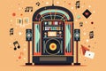 llustration of a classic jukebox with a digital display and colorful lights Royalty Free Stock Photo