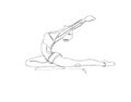 Llustration. Continuous line ink drawing. Sport woman engaged in yoga on white background.