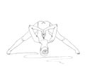 Llustration. Continuous line ink drawing. Sport woman engaged in yoga on white background.