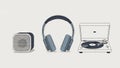 Llustration featuring three audio devices against a plain background a Royalty Free Stock Photo