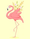 llustration of a flamingo. illustration of a flamingo. flamingo with flowers, vector illustration