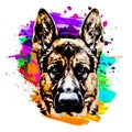 Llustration of a german sheherd dog design concept