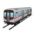 llustration of a modern subway train on tracks, featuring a streamlined, grey body Royalty Free Stock Photo