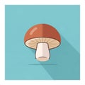Llustration of a mushroom with a brown cap and a white stem on a light blue Royalty Free Stock Photo