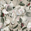 llustration in pastele color palette of white peonies flowers