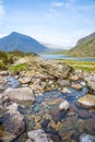 Llyn Idwal is a small lake that lies within Cwm Idwal in the Glyderau mountains of Snowdonia. Royalty Free Stock Photo